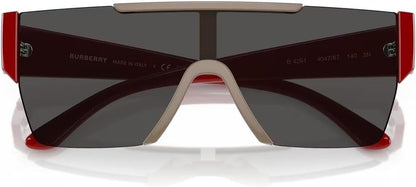 Burberry BE4291 404787 Shield Sunglasses Beige Red / Dark Grey Solid Lens