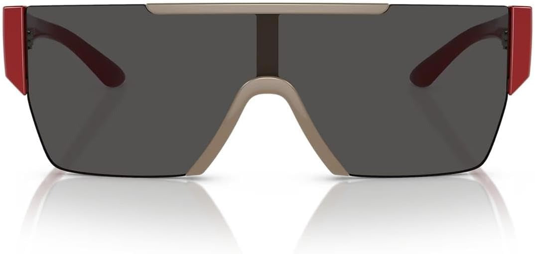 Burberry BE4291 404787 Shield Sunglasses Beige Red / Dark Grey Solid Lens