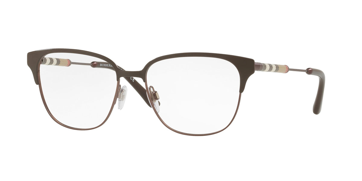 Burberry BE1313Q 1240 Eyeglasses 53mm Square Brown Matte / Clear Demo Lens