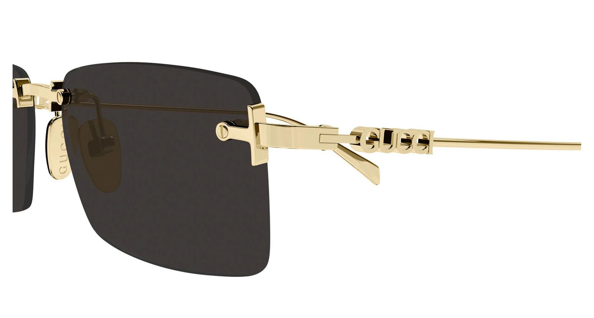 Gucci GG1941S 001 Rectangle Sunglasses 56mm Gold / Dark Grey Lens