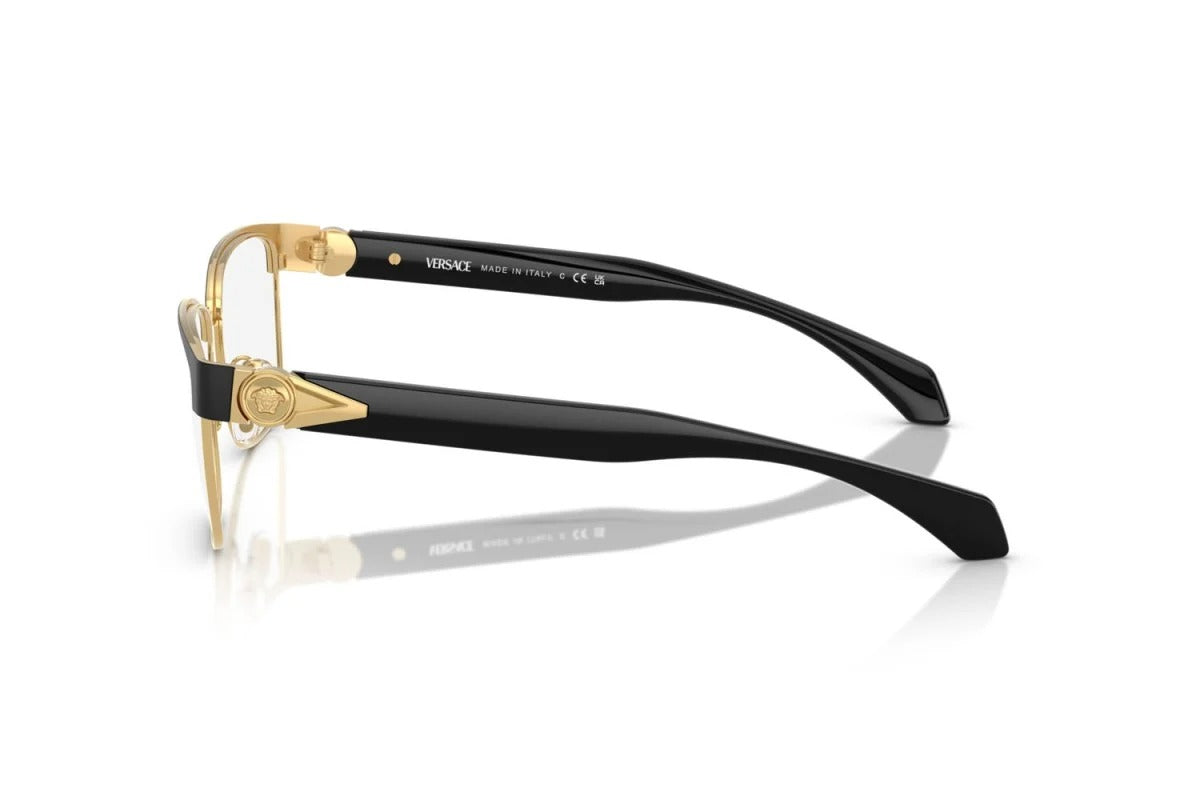 Versace VE1306 1436 Eyeglasses 55mm Matte Black-Gold / Clear Demo Lens