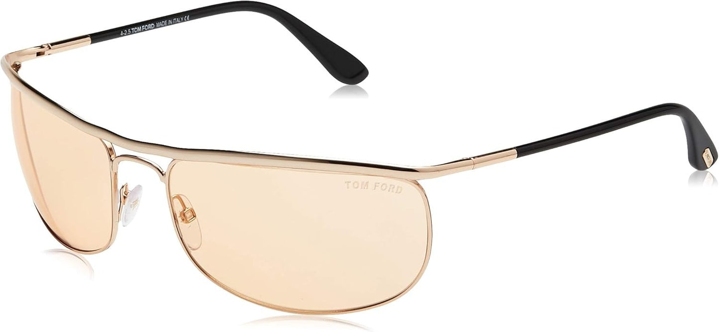 Tom Ford RYDER FT418 28E Sunglasses Rose Gold / Brown Yellow Lens