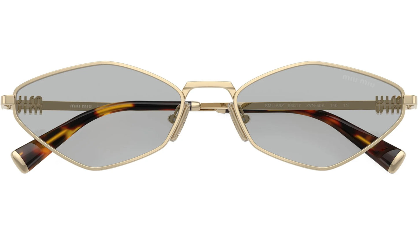 Miu Miu MU56ZS ZVN50K Oval Sunglasses 56mm Pale Gold / Light Grey Lens