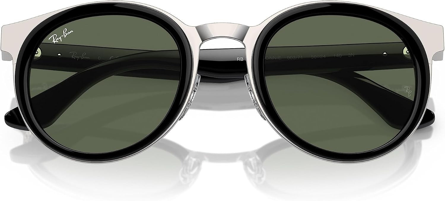 Ray-Ban Bonnie RB3710 003/71 50mm Sunglasses Black on Silver / Green Lens
