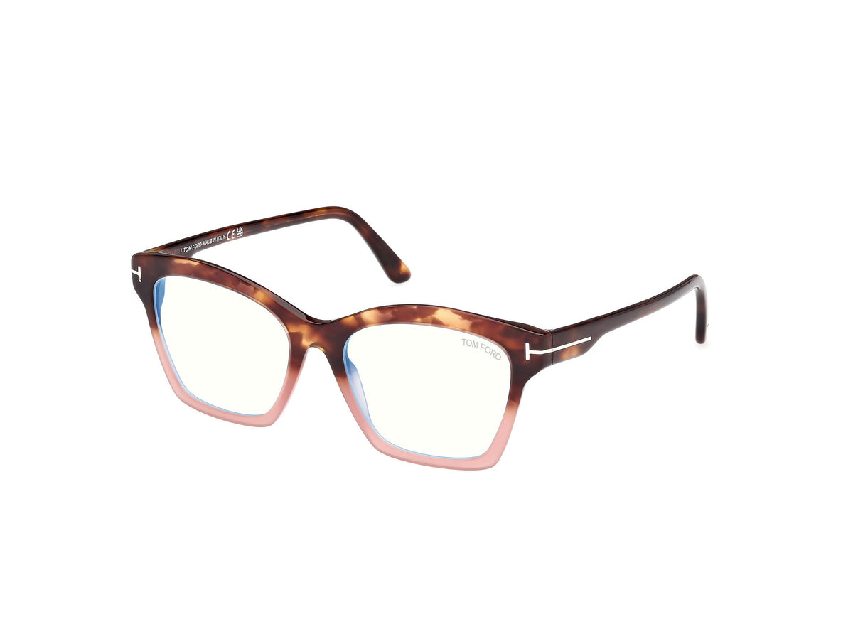 Tom Ford Eyeglasses FT5965-B 055 53mm Split Havana / Blue Filter Lens