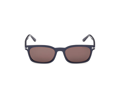 Tom Ford Miles FT1300 90E Rectangle Sunglasses 53mm Dark Blue / Red Lens