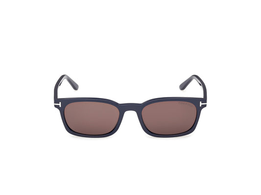 Tom Ford Miles FT1300 90E Rectangle Sunglasses 53mm Dark Blue / Red Lens