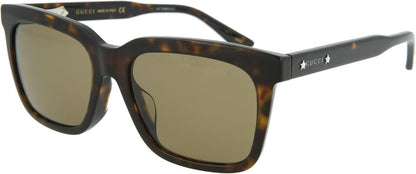 Gucci GG0267SA 002 Sunglasses 55mm Havana / Brown Solid Lens