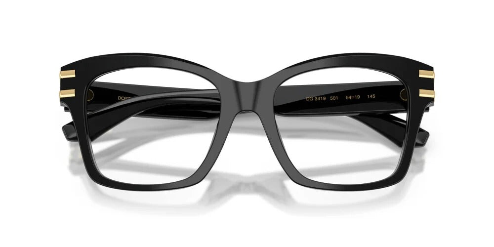 Dolce & Gabbana DG3419 501 Square Eyeglasses 54mm Black / Clear Demo Lens