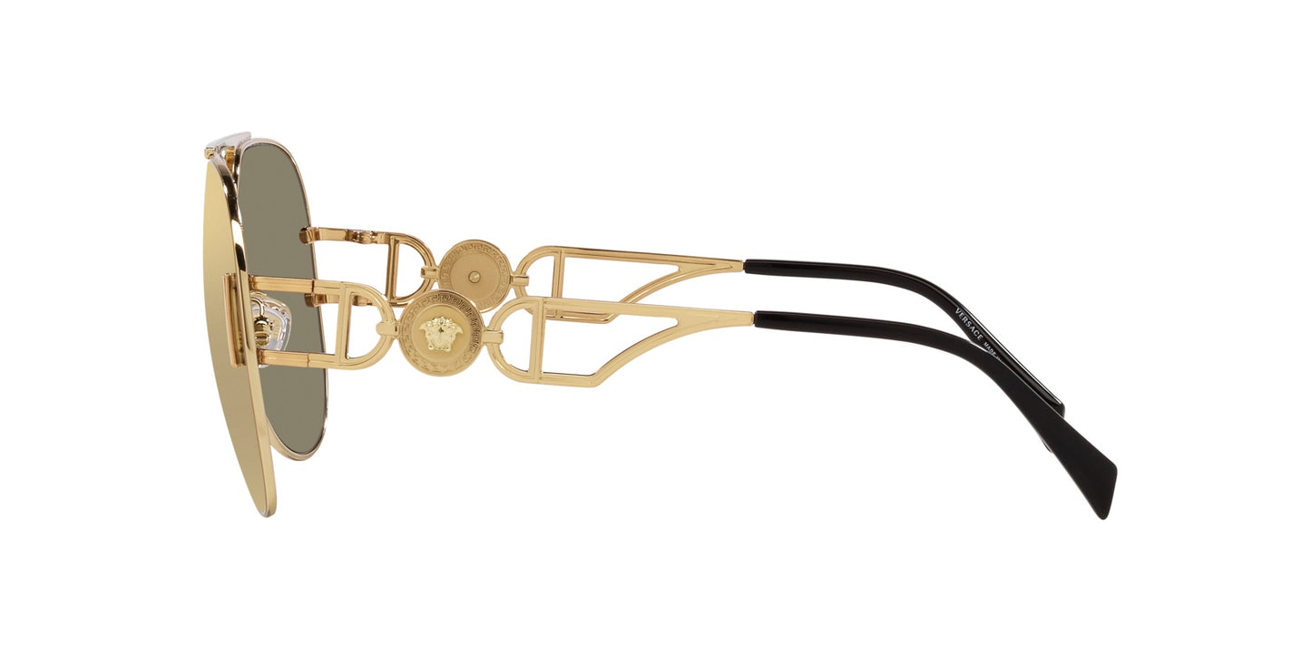Versace Sunglasses VE2255 100203 63mm Gold / Clear Mirror Real Yellow Gold Lens