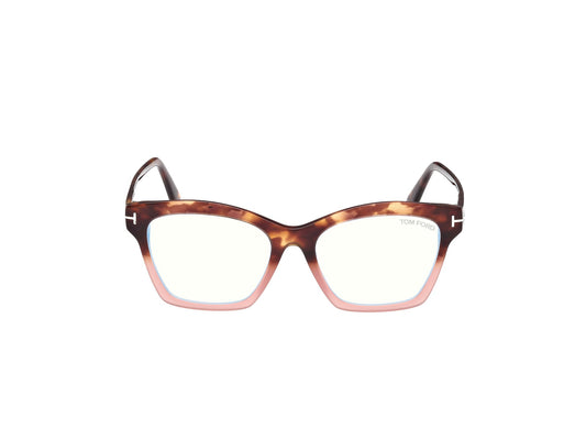 Tom Ford Eyeglasses FT5965-B 055 53mm Split Havana / Blue Filter Lens