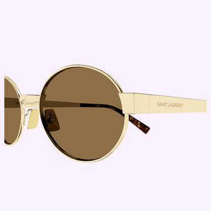 Saint Laurent SL 692 004 Round Sunglasses 55mm Gold / Brown Lens
