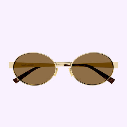 Saint Laurent SL 692 004 Round Sunglasses 55mm Gold / Brown Lens