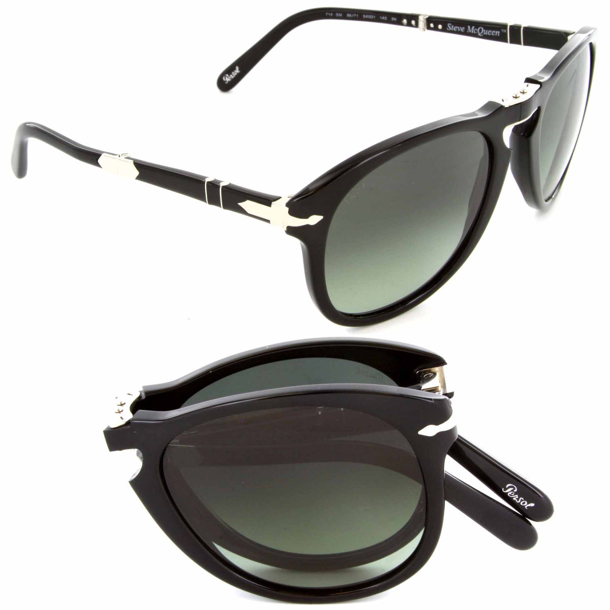 Persol Steve McQueen PO 714SM 95/71 52mm Black / Green Lens