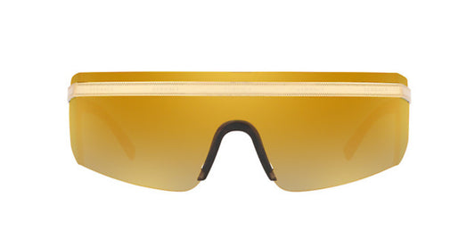 Versace Shield Sunglasses VE2208 10027P Gold / Brown Mirror Gold Lens