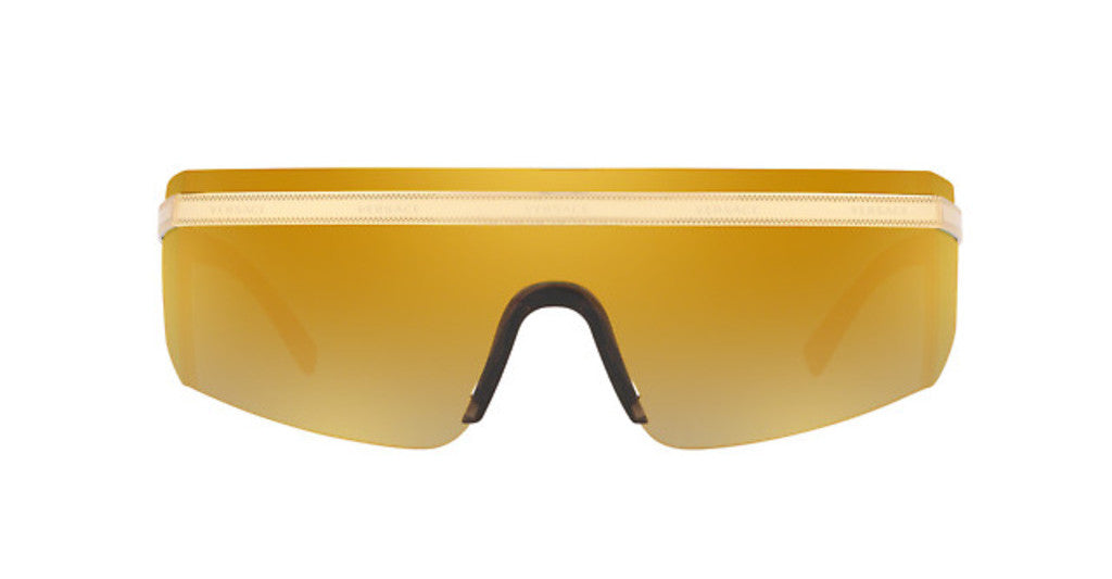 Versace Shield Sunglasses VE2208 10027P Gold / Brown Mirror Gold Lens