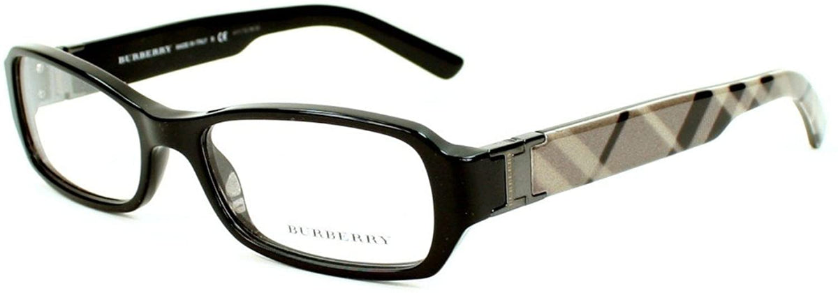 Burberry BE2082 3001 Eyeglasses 53mm Shiny Black / Clear Demo Lens