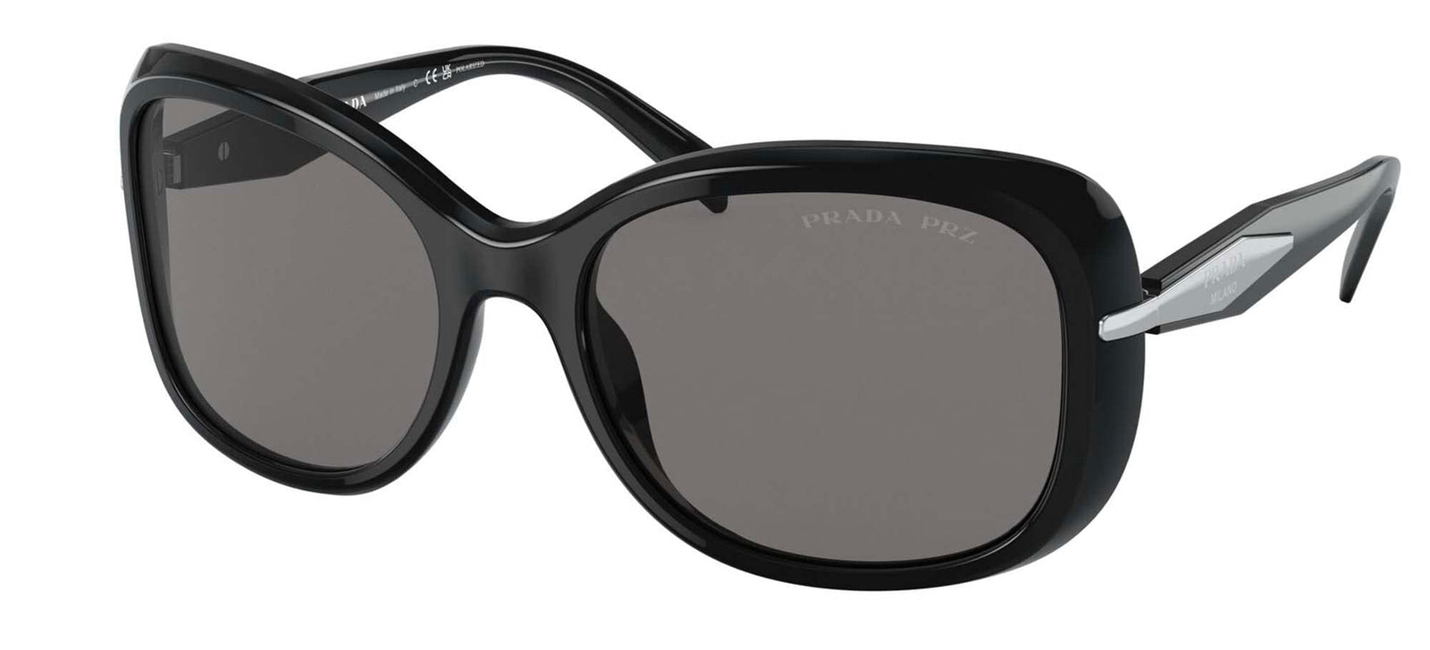 Prada Sunglasses PR04ZS 1AB5Z1 57mm Black / Polarized Dark Grey Lens