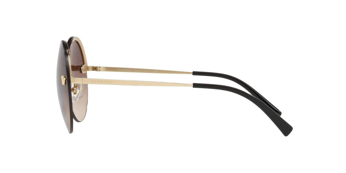 Versace VE2176 1252/13 Round Sunglasses Pale Gold, Brown Gradient Lens