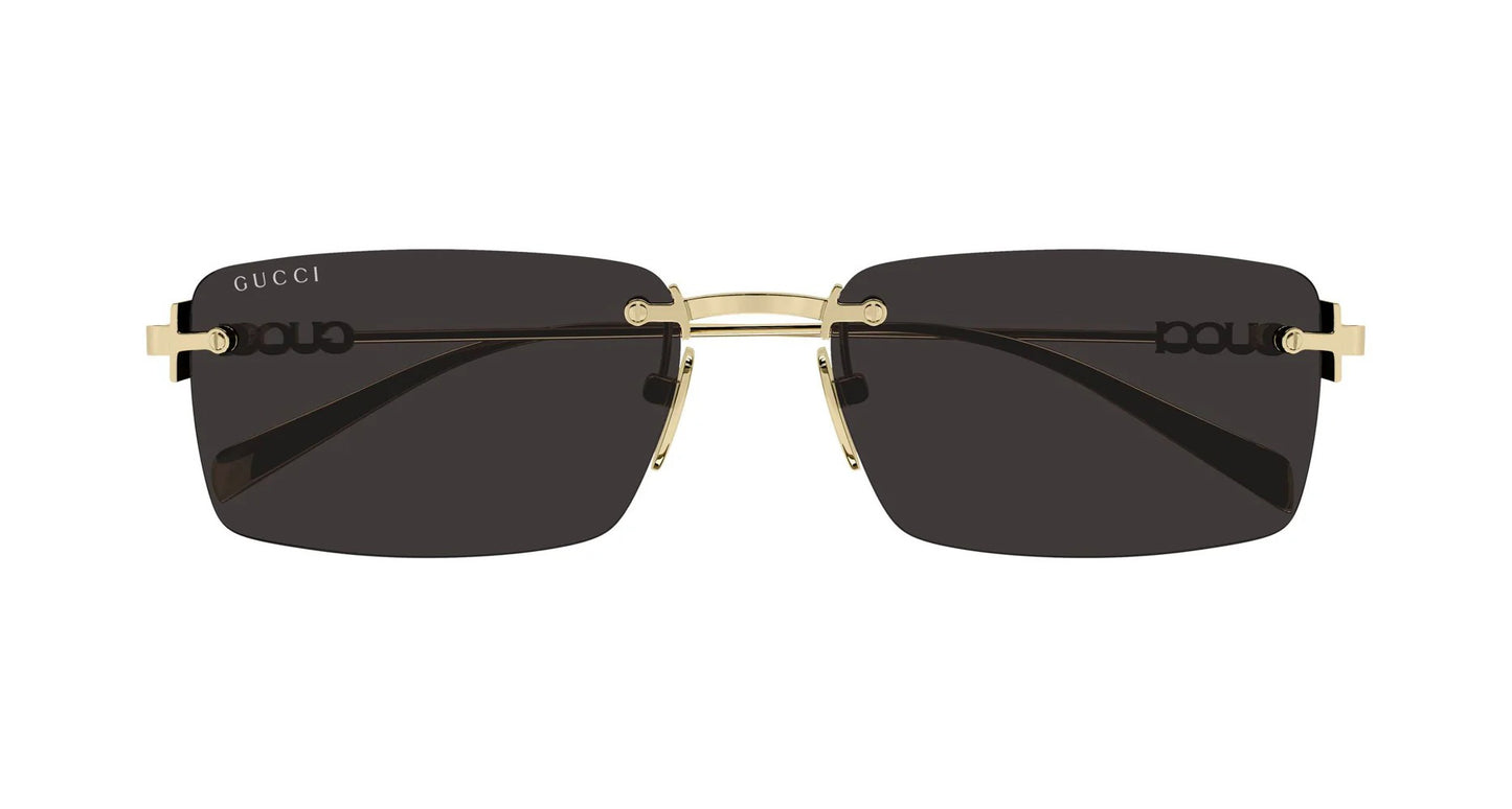 Gucci GG1941S 001 Rectangle Sunglasses 56mm Gold / Dark Grey Lens