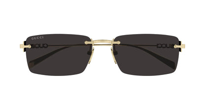 Gucci GG1941S 001 Rectangle Sunglasses 56mm Gold / Dark Grey Lens