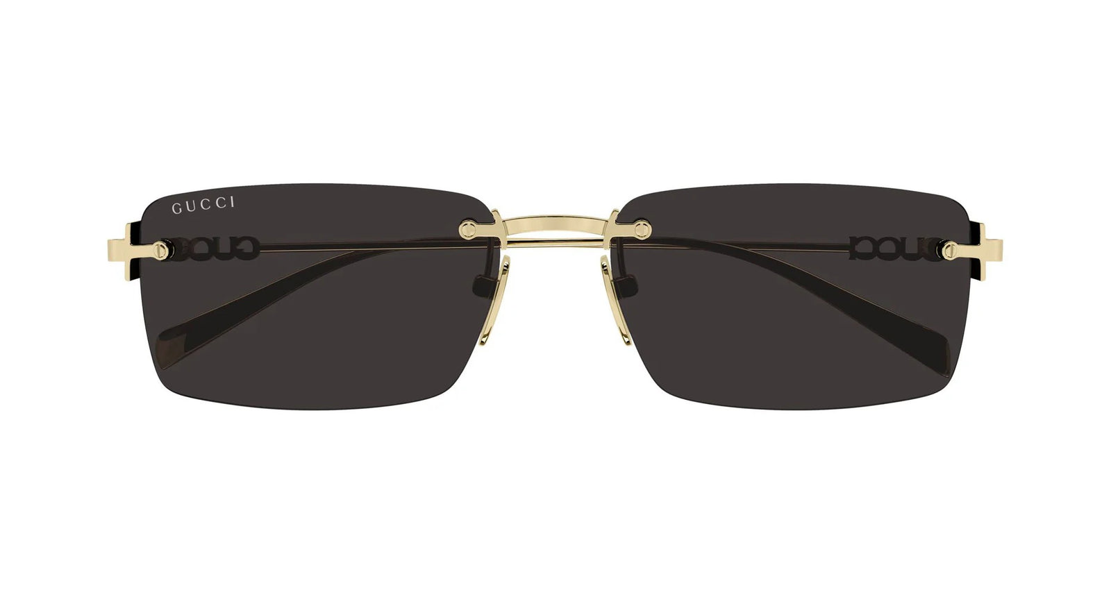 Gucci GG1941S 001 Rectangle Sunglasses 56mm Gold / Dark Grey Lens