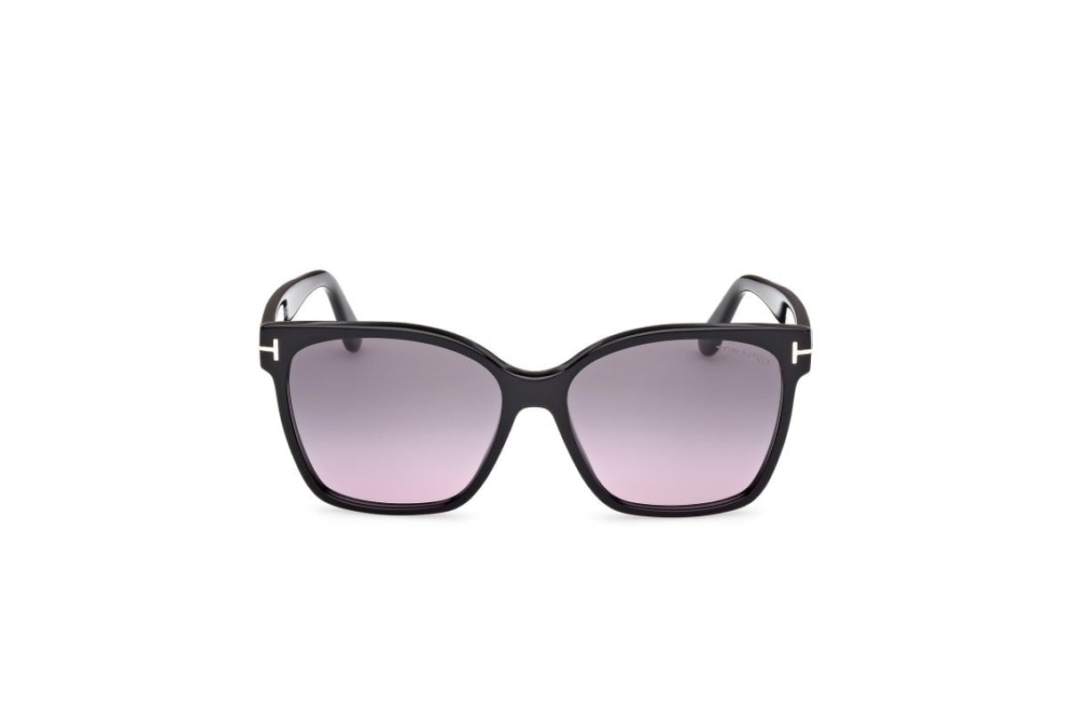 Tom Ford Iris Sunglasses FT 1312 01B 56mm Shiny Black / Fumo Gradient Lens