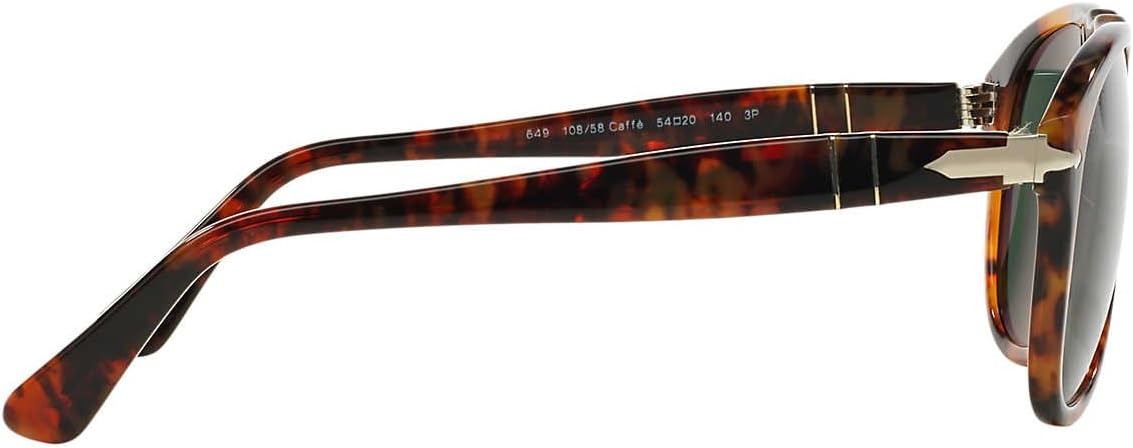 Persol PO0649 108/58 Round Sunglasses 54mm Caffe / Green Polarized Lens