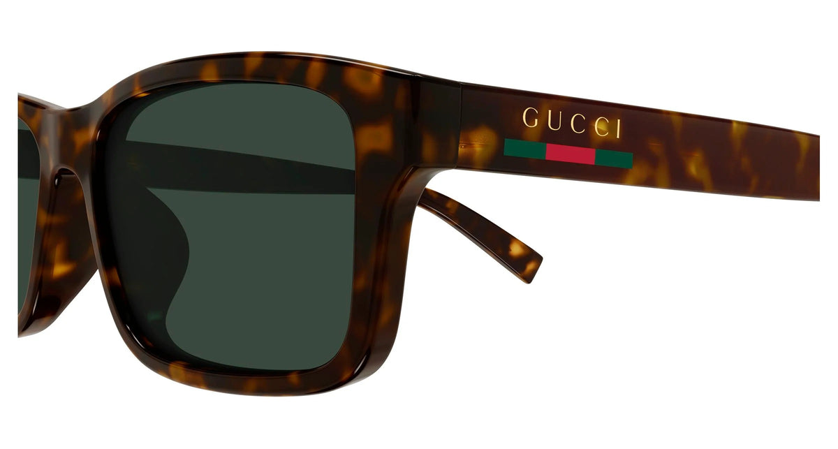 Gucci GG1986SA 002 Rectangle Sunglasses 57mm Havana / Green Lens