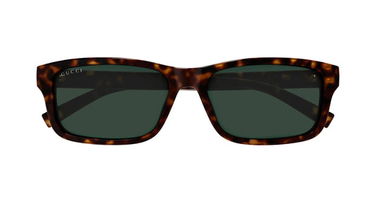 Gucci GG1986SA 002 Rectangle Sunglasses 57mm Havana / Green Lens