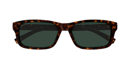 Gucci GG1986SA 002 Rectangle Sunglasses 57mm Havana / Green Lens