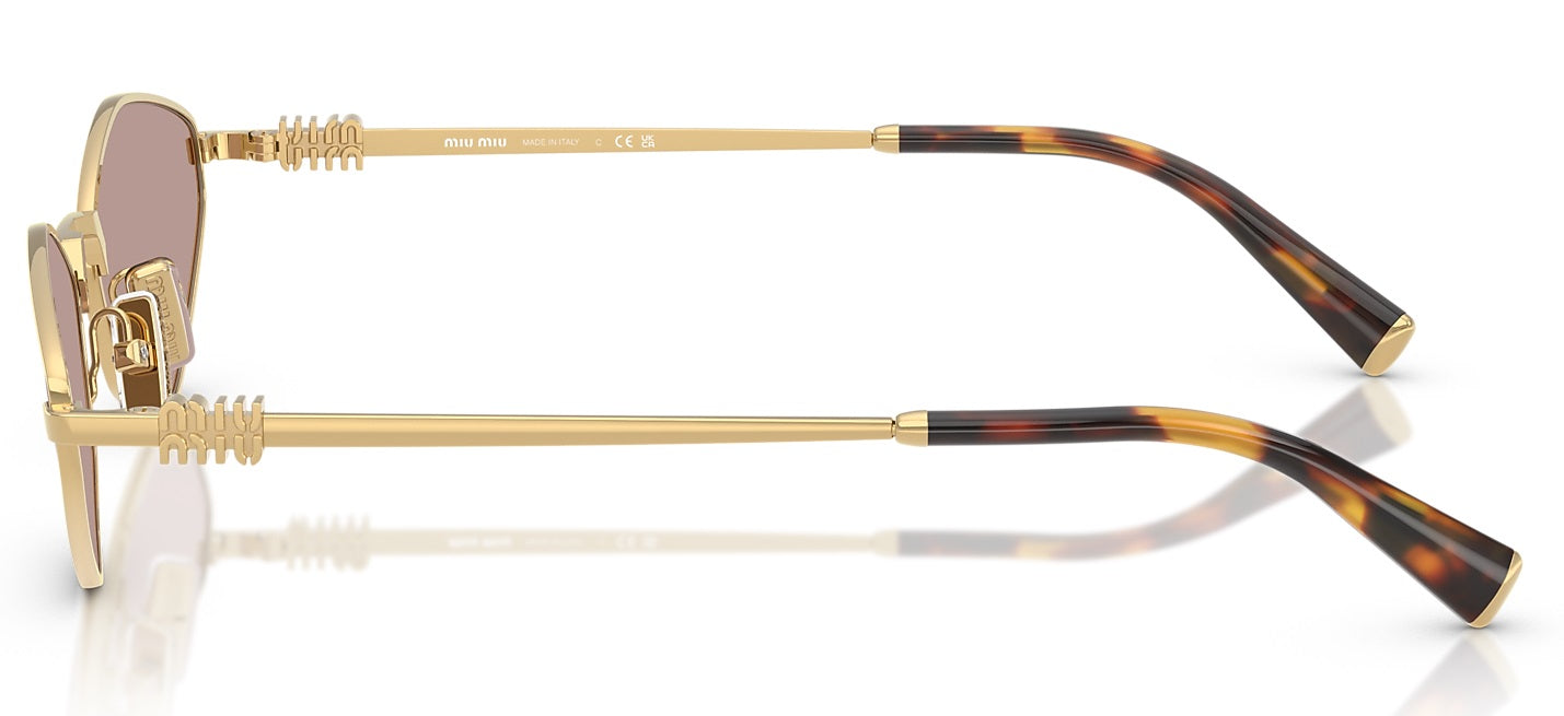 Miu Miu MU56ZS 5AK20I Oval Sunglasses 56mm Gold / Light Purple Brown Lens