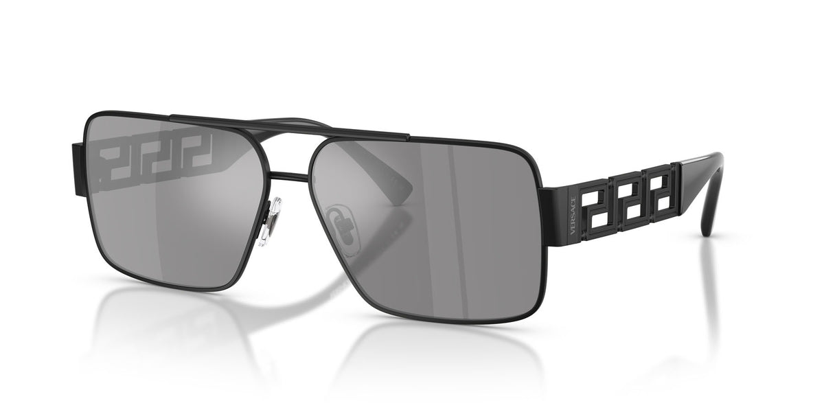 Versace Sunglasses VE2290 12616G 61mm Matte Black / Dark Grey Mirror Silver Lens