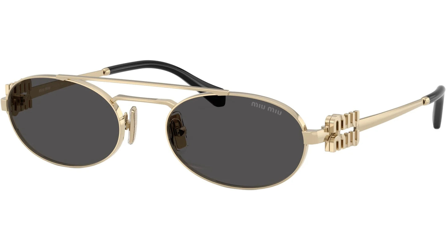 Miu Miu MU 54ZS ZVN 08Z Oval Sunglasses 53mm Gold / Dark Grey Lens