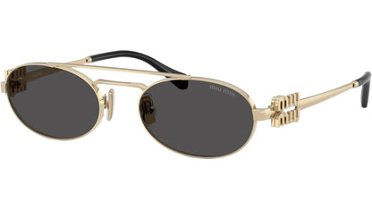 Miu Miu MU 54ZS ZVN 08Z Oval Sunglasses 53mm Gold / Dark Grey Lens
