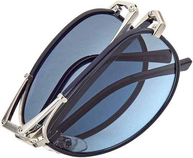 Burberry BE3091J 1166S2 Folding Aviator Sunglasses 58mm Silver Blue / Blue Lens