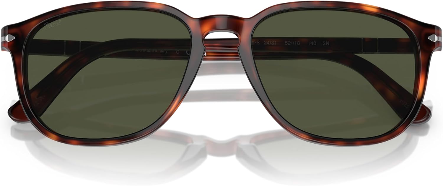 Persol PO3019S 2431 52mm Sunglasses Havana / Dark Green Solid Lens - image 3