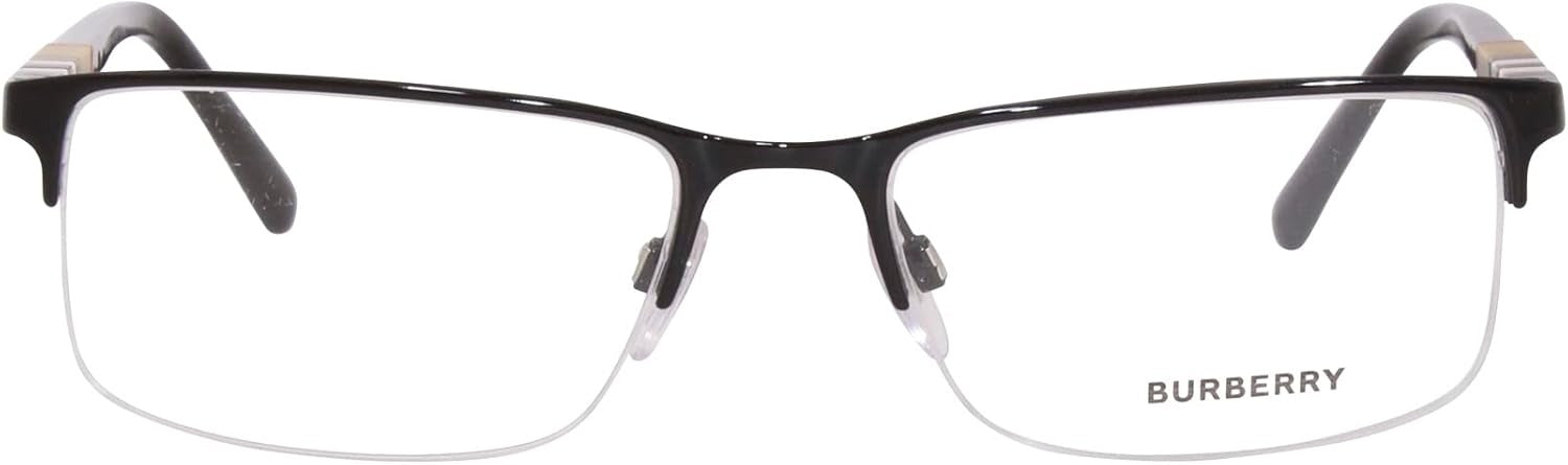 Burberry BE1282 1001 Rectangle Eyeglasses 55mm Black / Clear Demo Lens