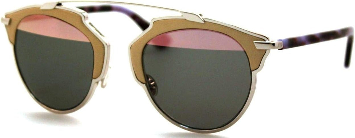 Dior DIORSOREAL PZRZJ Sunglasses Palladium Beige Leather / Pink Grey Mirror Lens