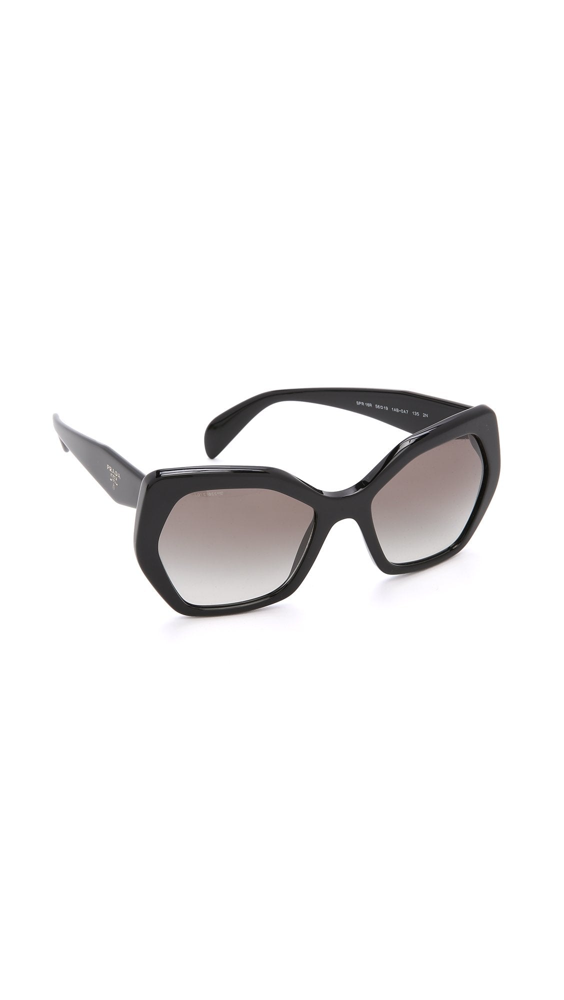 Prada SPR 16RS 1AB-0A7 Square Sunglasses Black/Grey Gradient Lens