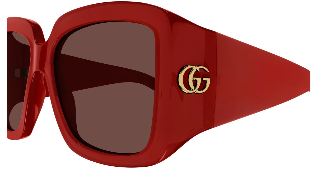 Gucci GG1402S 003 Sunglasses Square 55mm Red / Brown Lens