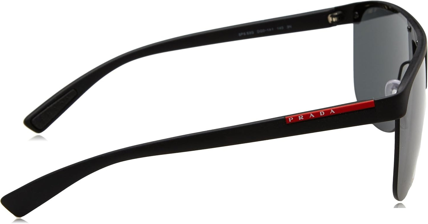 Prada Sport PS53QS DG01A1 Sunglasses Black Rubber / Dark Grey Lens