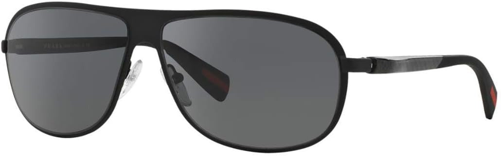 Prada Sport PS56OS DG01A1 Aviator Sunglasses 62mm Black Rubber / Dark Grey Lens
