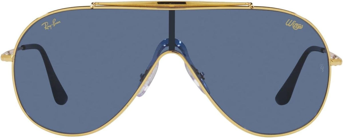 Ray-Ban RB3597 924580 Wings Shield Sunglasses Gold / Dark Blue Lens
