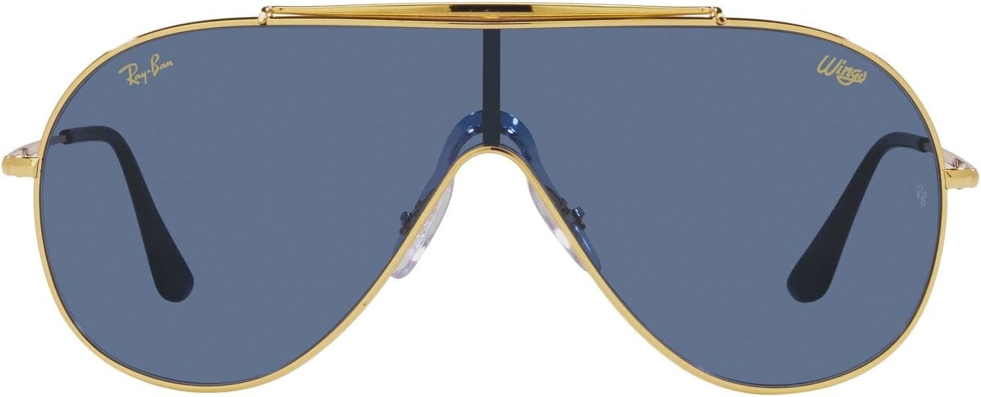 Ray-Ban RB3597 924580 Wings Shield Sunglasses Gold / Dark Blue Lens