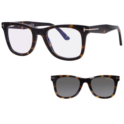 Tom Ford Eyeglasses W/Clip On FT5970-B 052 50mm Havana / Blue Light & Green Lens