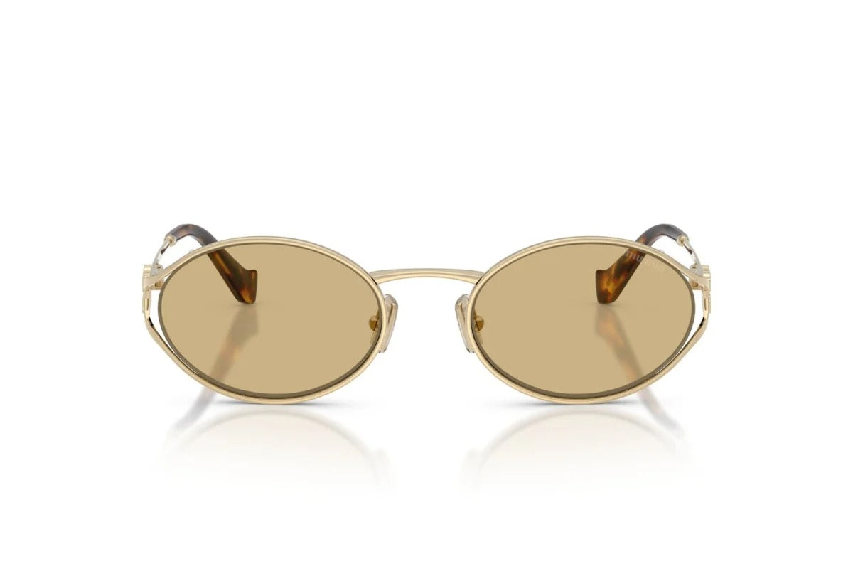 Miu Miu MU 52YS ZVN10R Oval Sunglasses 54mm Pale Gold / Yellow Lens