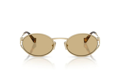 Miu Miu MU 52YS ZVN10R Oval Sunglasses 54mm Pale Gold / Yellow Lens