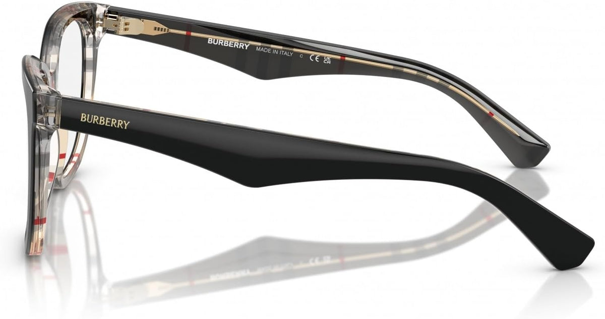 Burberry BE2415 4121 Eyeglasses 53mm Black on Vintage Check / Clear Demo Lens