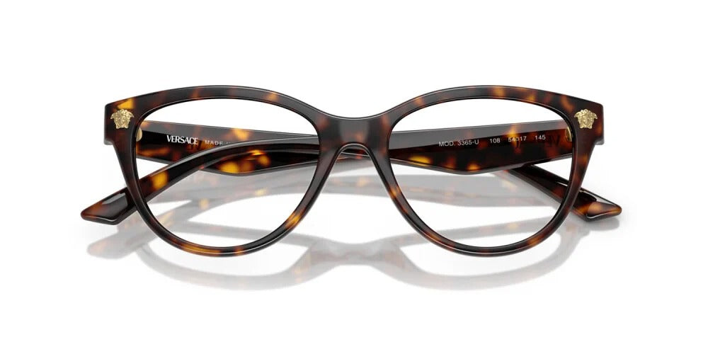 Versace VE3365U 108 Eyeglasses 52mm Havana / Clear Demo Lens